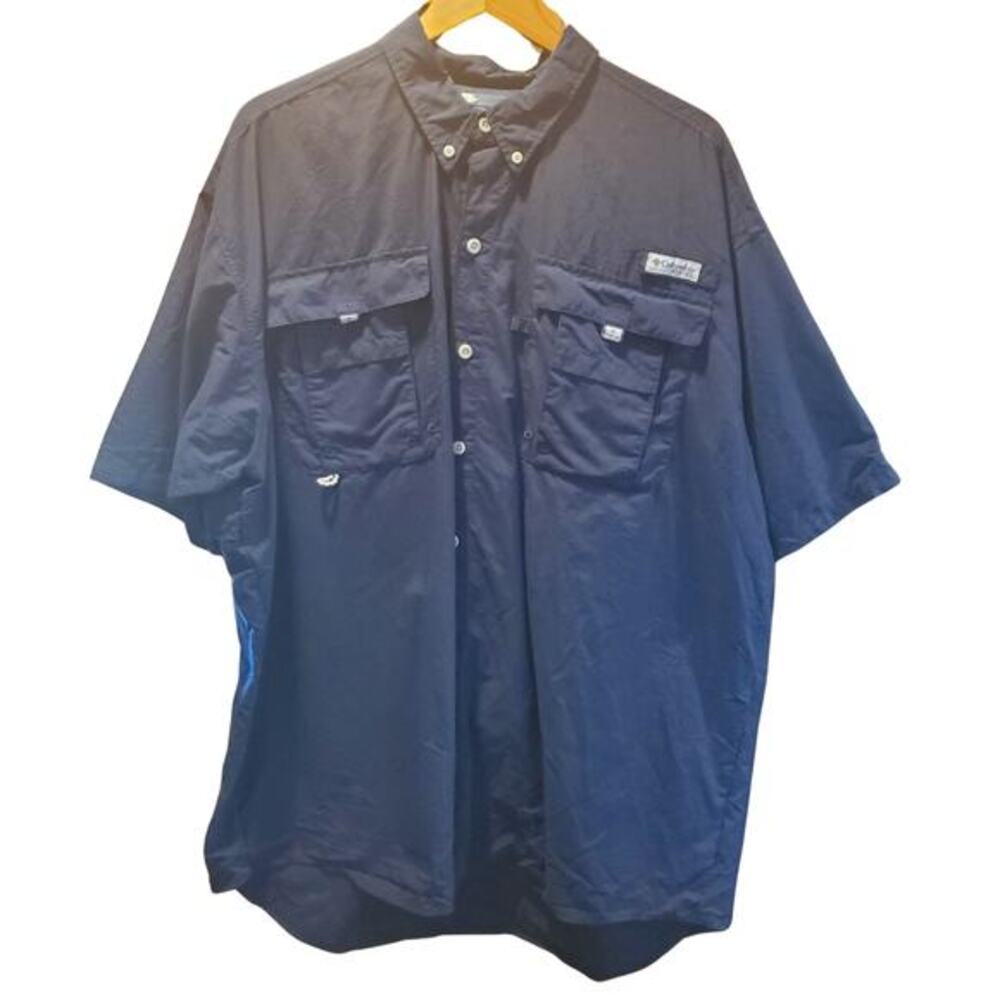 Columbia PFG Fishing Shirt Men Sz XL Tall Blue Button Up Vented Pockets